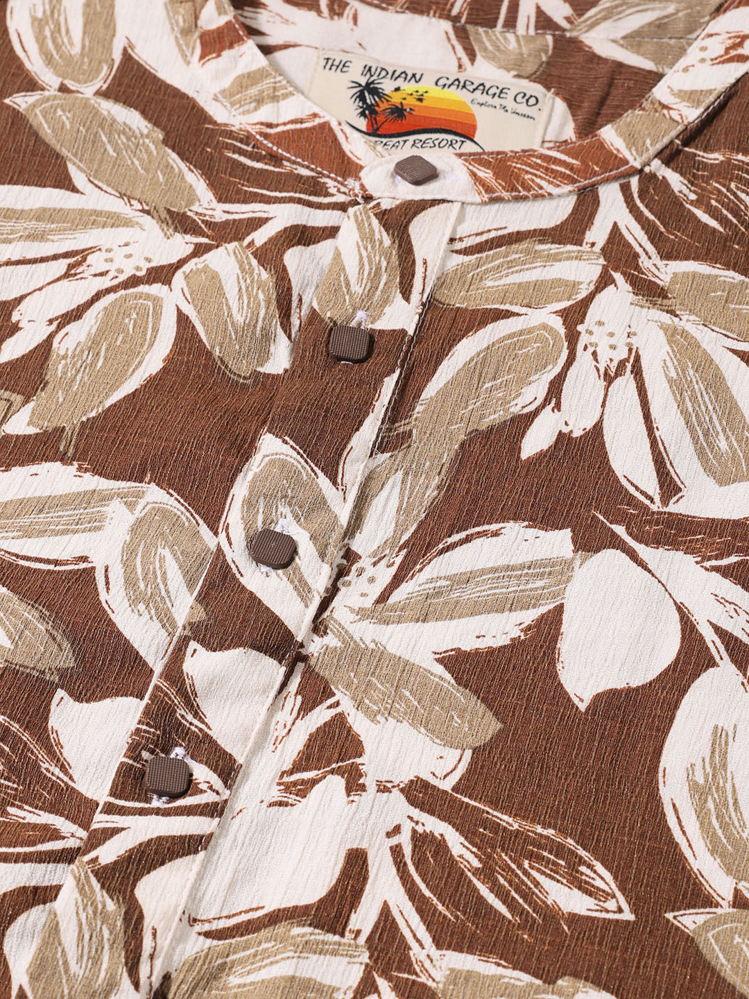 Men's Brown Regular Fit Printed Casual Shirts