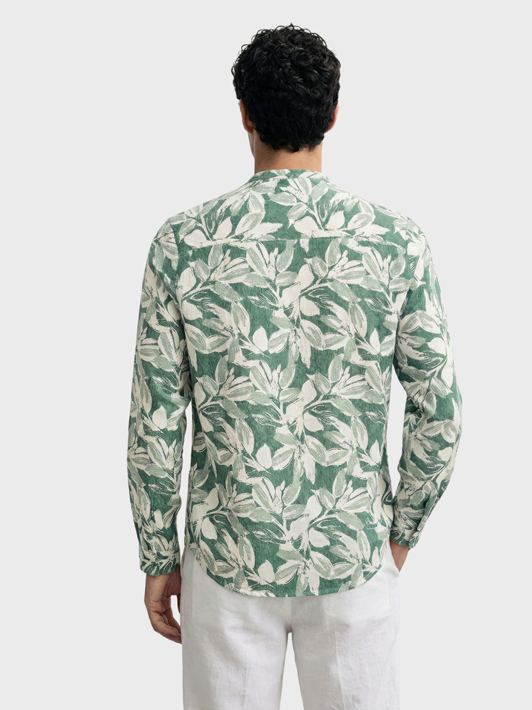 Men's Green Regular Fit Printed Casual Shirts