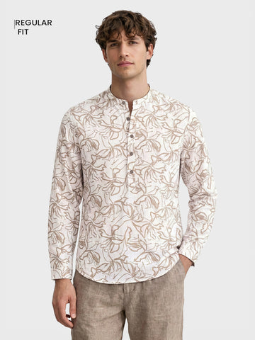 Men's Olive Regular Fit Printed Casual Shirts