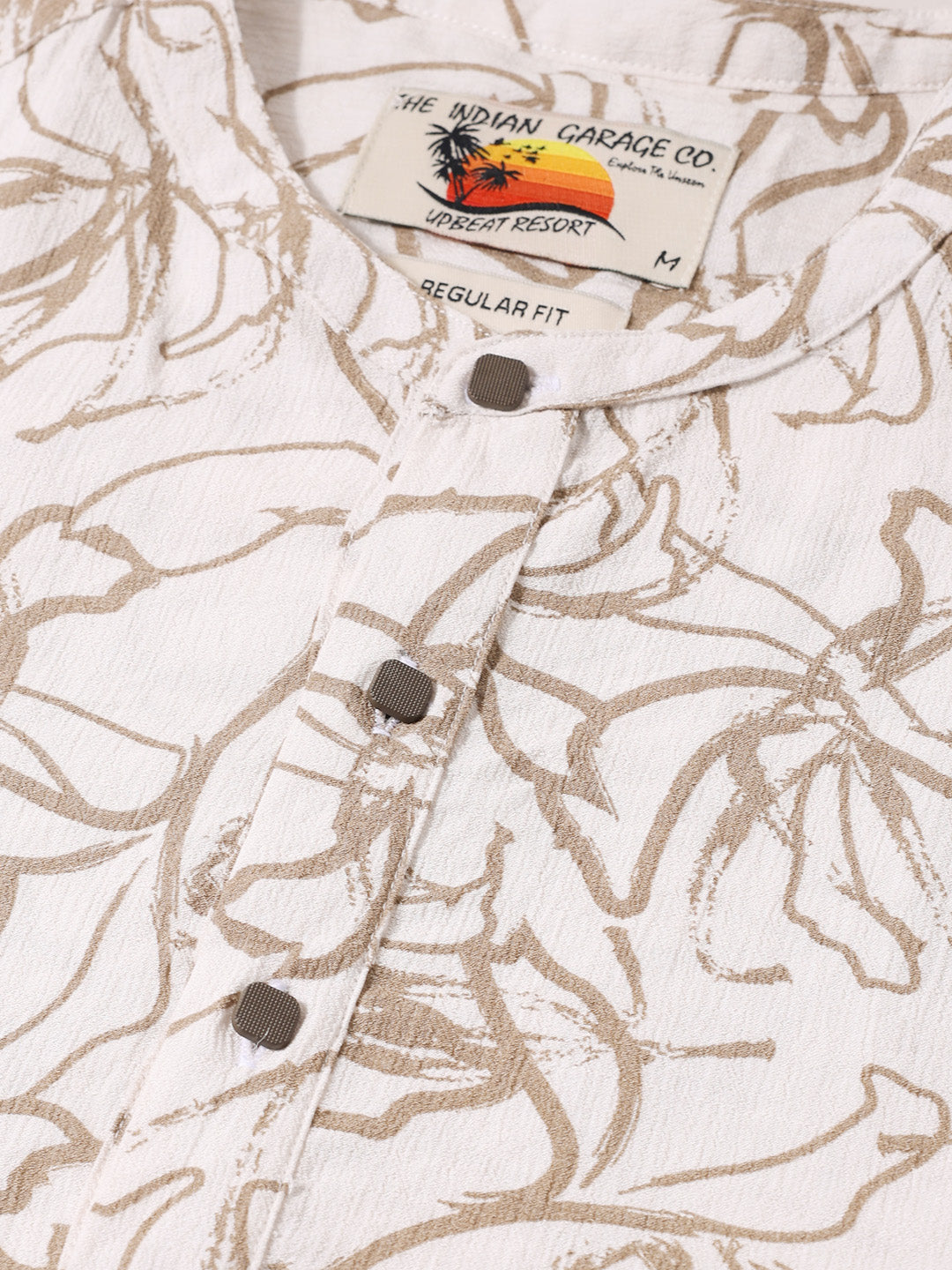 Men's Olive Regular Fit Printed Casual Shirts