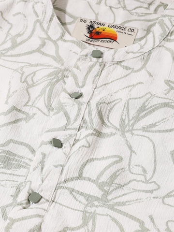 Men's Green Regular Fit Printed Casual Shirts