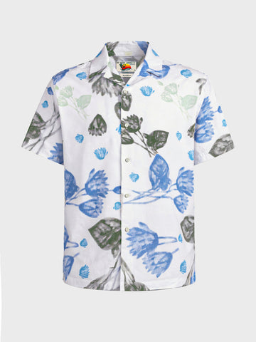 Men's White Relaxed Fit Printed Casual Shirts