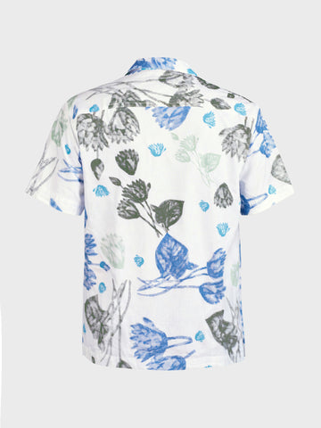 Men's White Relaxed Fit Printed Casual Shirts