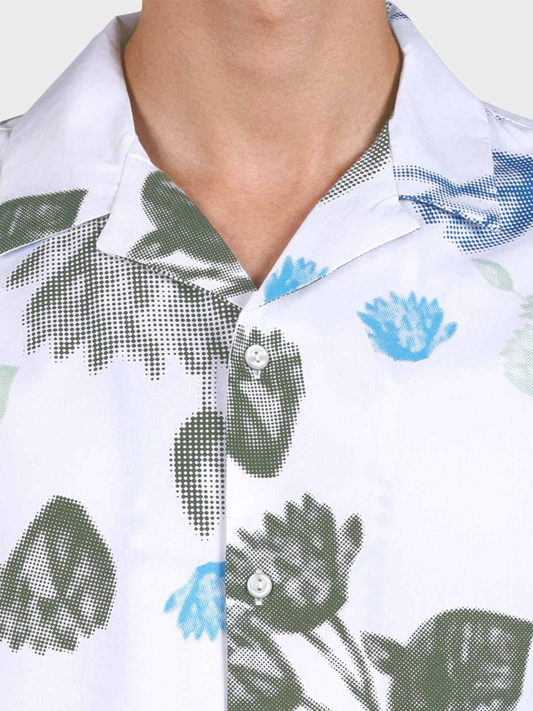 Men's White Relaxed Fit Printed Casual Shirts