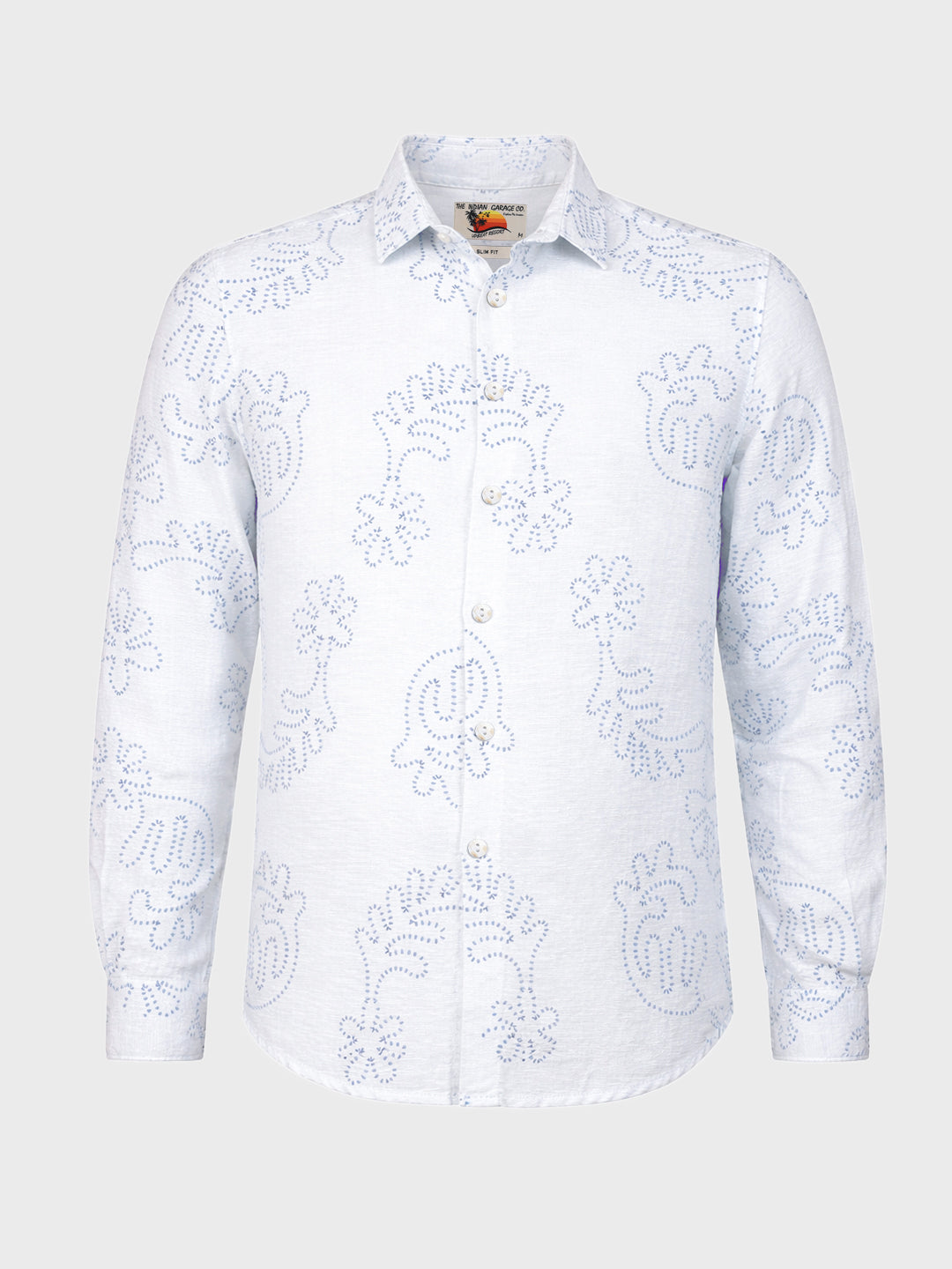 Men's Blue Slim Fit Printed Casual Shirt