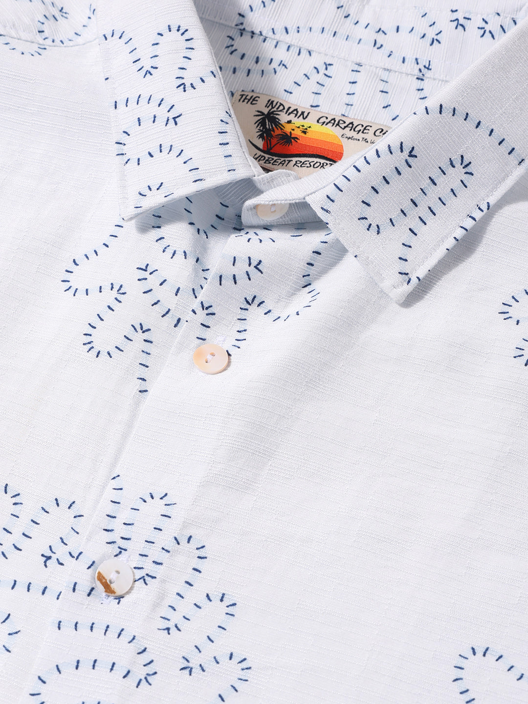 Men's Blue Slim Fit Printed Casual Shirt