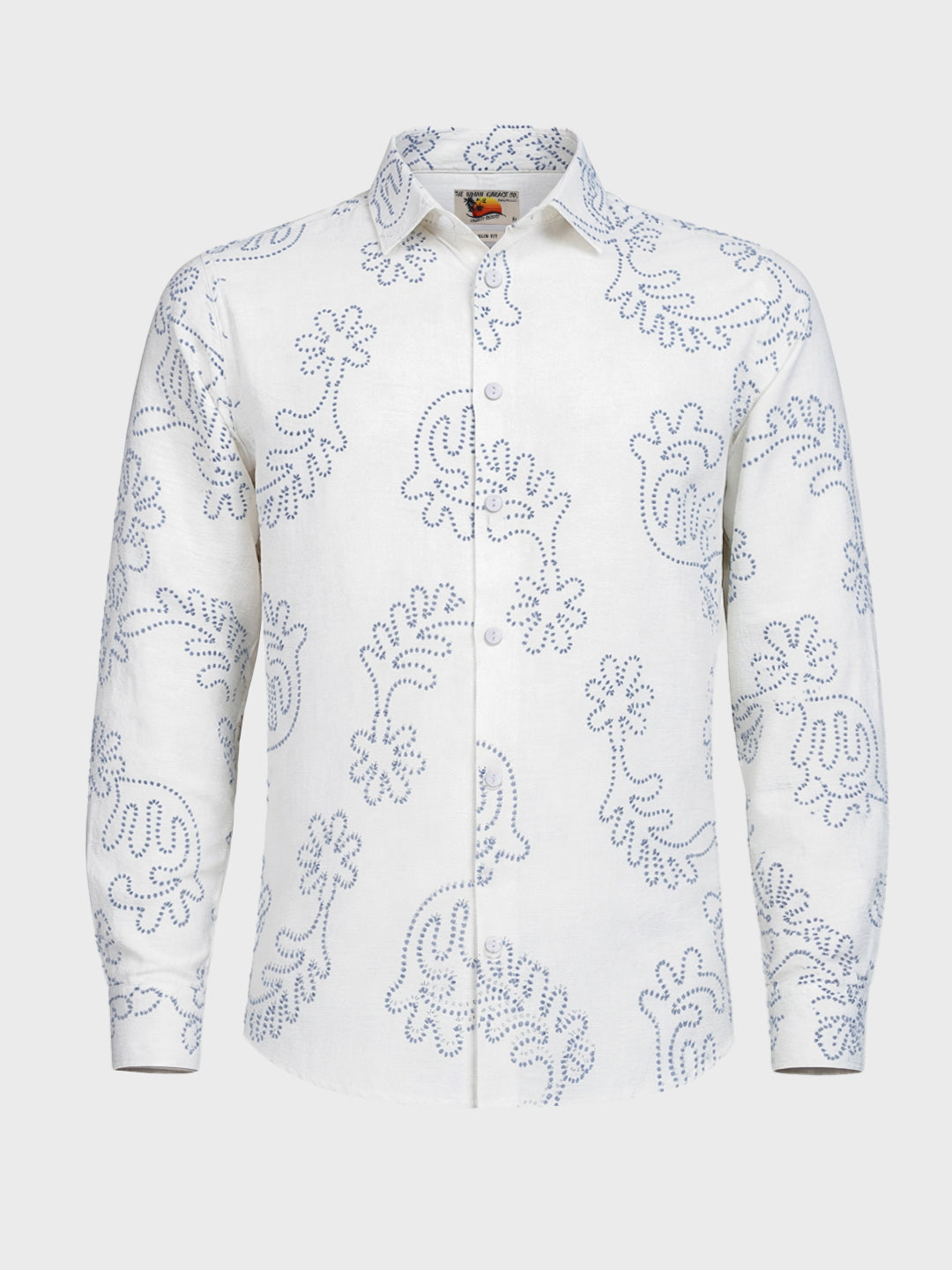 Men's White Slim Fit Printed Casual Shirt