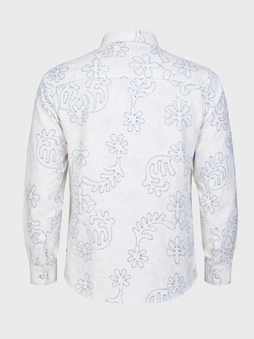 Men's White Slim Fit Printed Casual Shirt