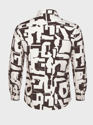 Men's White Slim Fit Printed Casual Shirt