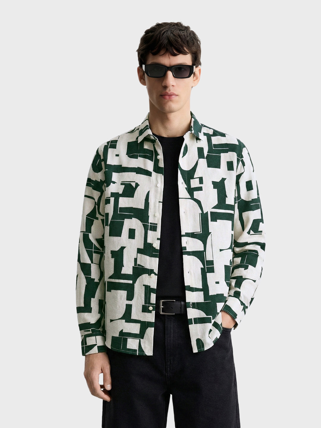 Men's White Slim Fit Printed Casual Shirt