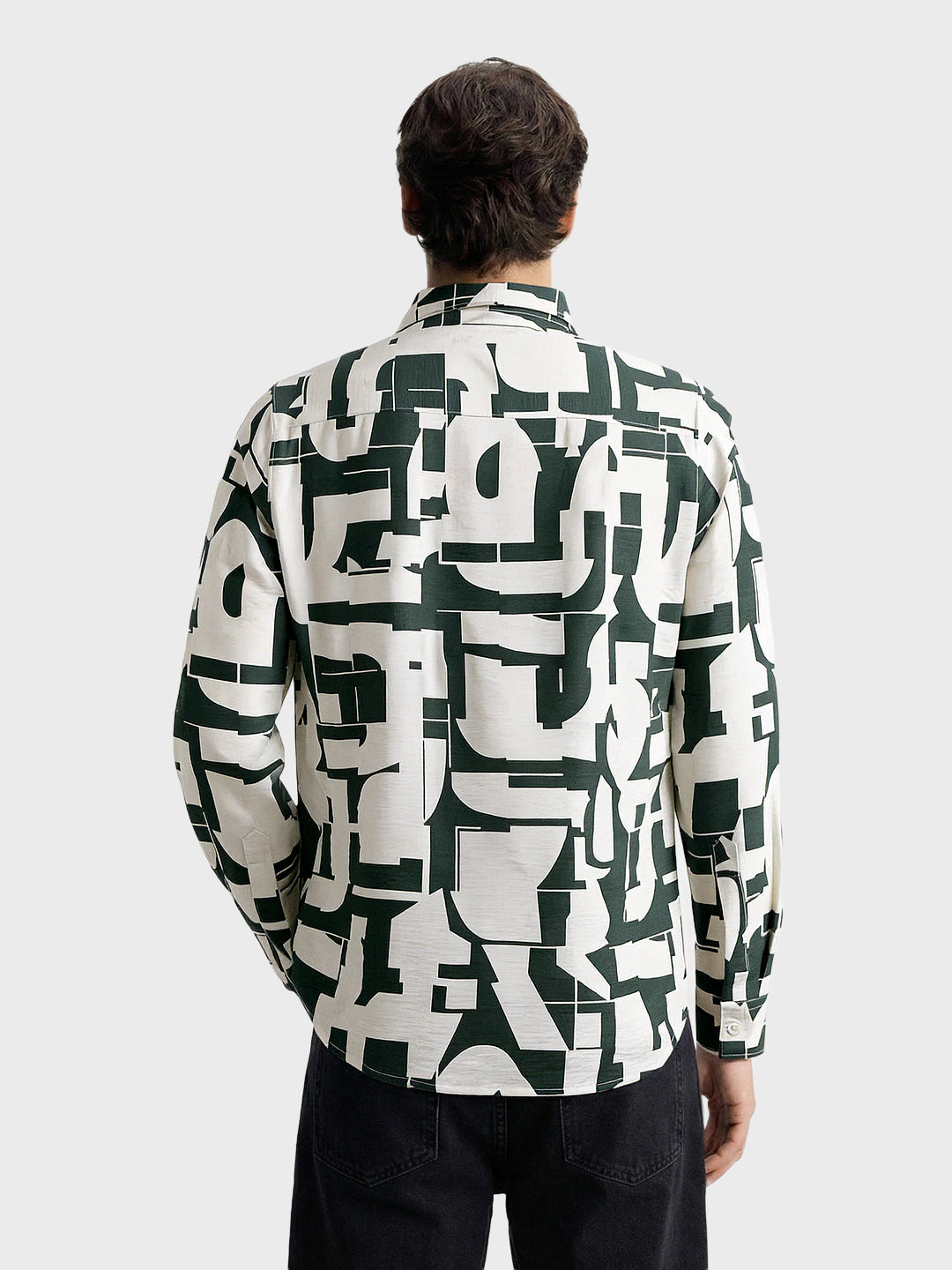 Men's White Slim Fit Printed Casual Shirt