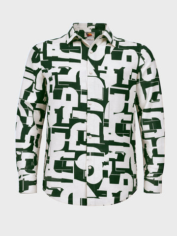Men's White Slim Fit Printed Casual Shirt