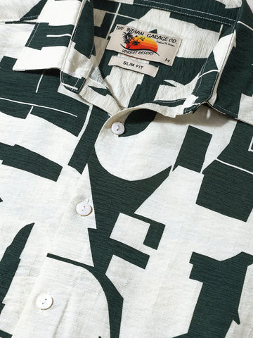 Men's White Slim Fit Printed Casual Shirt