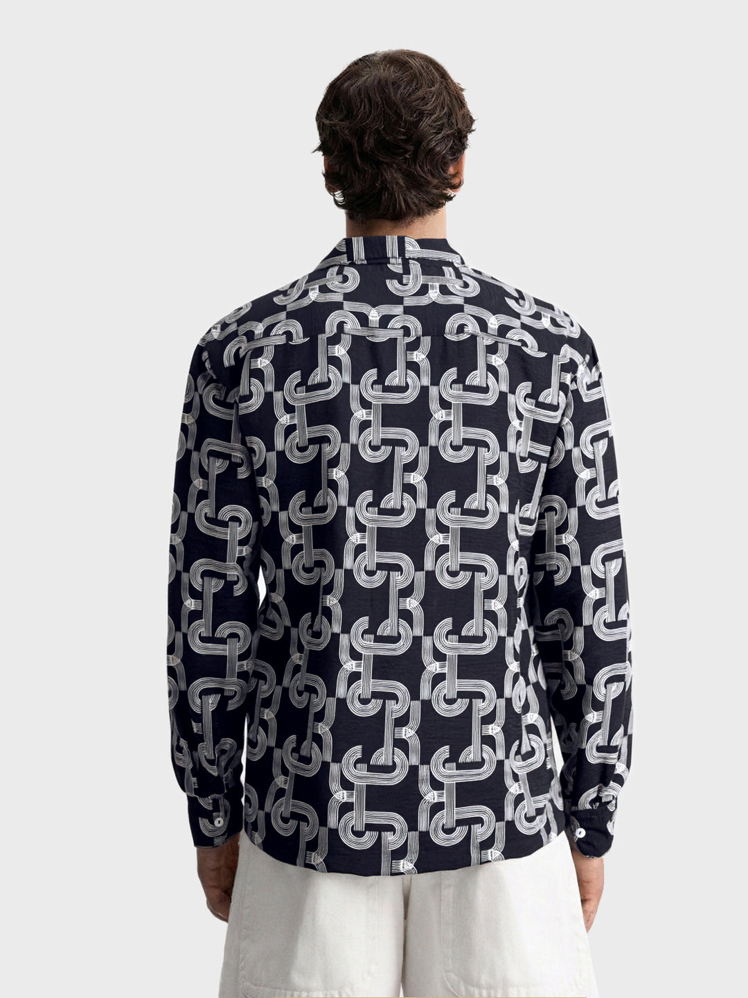 Men's Black Relaxed Fit Printed Casual Shirts