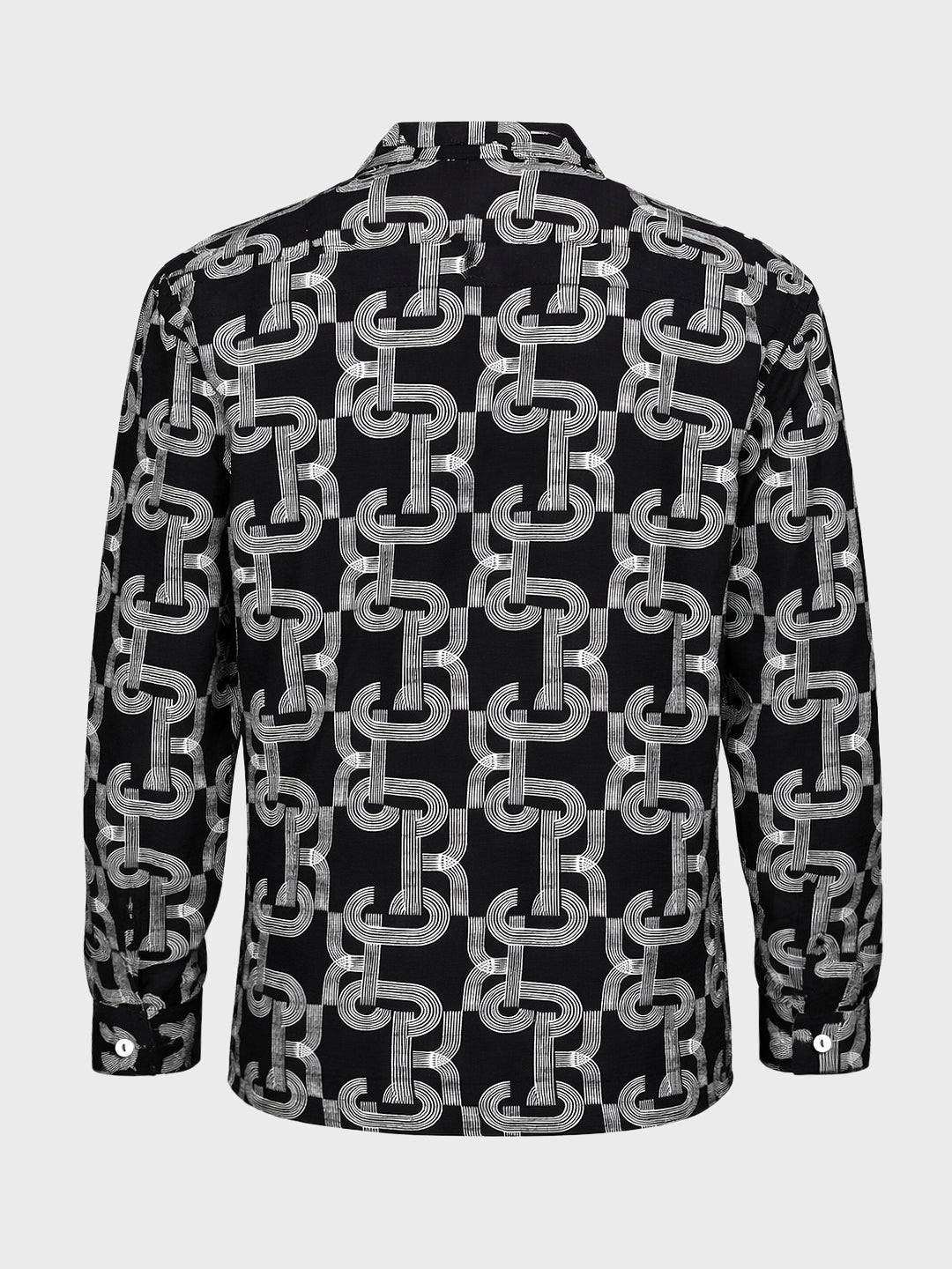 Men's Black Relaxed Fit Printed Casual Shirts
