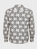 Men's Cream Relaxed Fit Printed Casual Shirts
