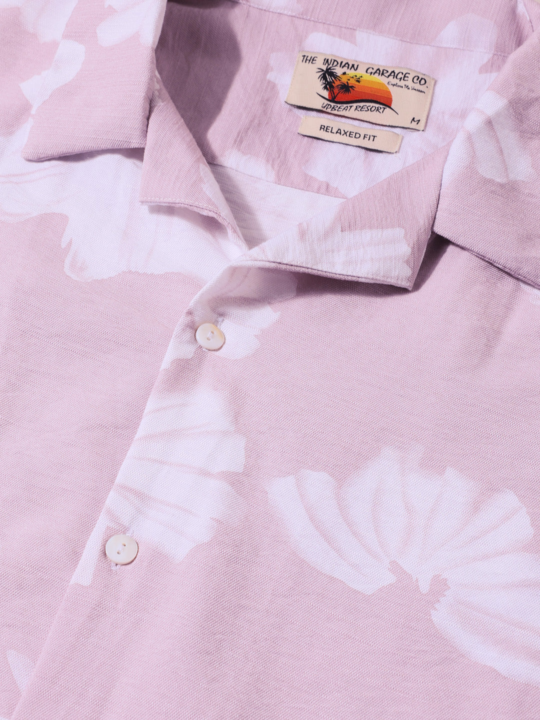 Men's Pink Relaxed Fit Printed Casual Shirts