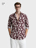 Men's Brown Slim Fit Printed Casual Shirts