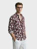 Men's Brown Slim Fit Printed Casual Shirts