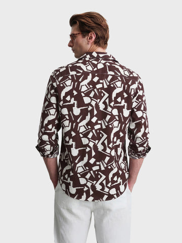 Men's Brown Slim Fit Printed Casual Shirts