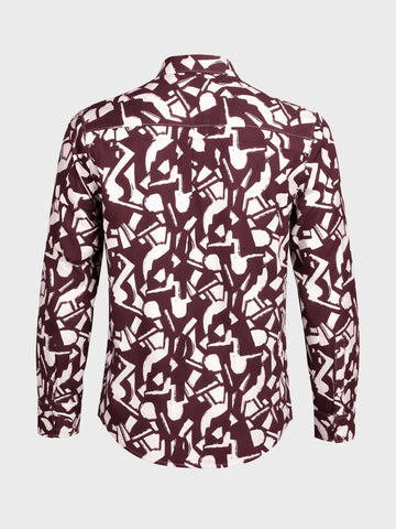 Men's Brown Slim Fit Printed Casual Shirts
