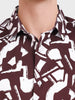 Men's Brown Slim Fit Printed Casual Shirts