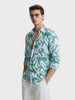 Men's Green Slim Fit Printed Casual Shirts