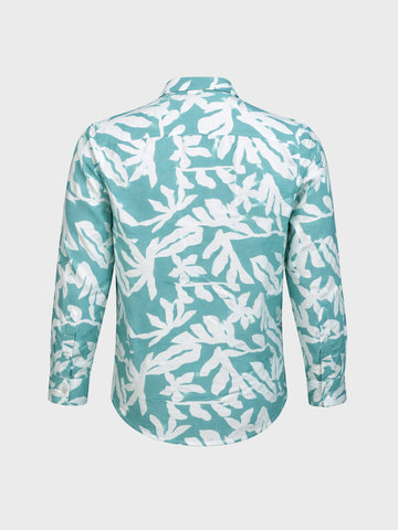 Men's Green Slim Fit Printed Casual Shirts