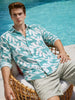 Men's Green Slim Fit Printed Casual Shirts