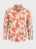 Men's Orange Slim Fit Printed Casual Shirts