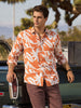 Men's Orange Slim Fit Printed Casual Shirts