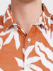 Men's Orange Slim Fit Printed Casual Shirts