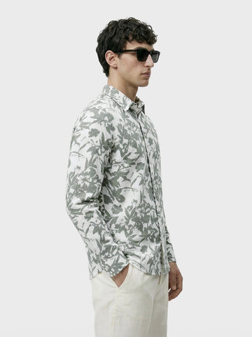 Men's Green Slim Fit Printed Casual Shirts