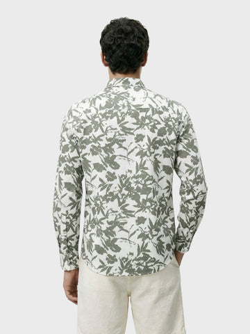 Men's Green Slim Fit Printed Casual Shirts