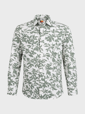 Men's Green Slim Fit Printed Casual Shirts