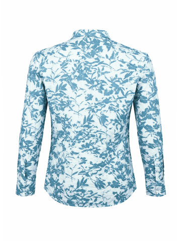 Men's Blue Slim Fit Printed Casual Shirts