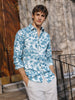 Men's Blue Slim Fit Printed Casual Shirts