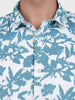 Men's Blue Slim Fit Printed Casual Shirts