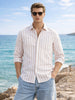 Men's Khaki Slim Fit Striped Casual Shirt