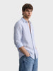 Men's Blue Slim Fit Striped Casual Shirt
