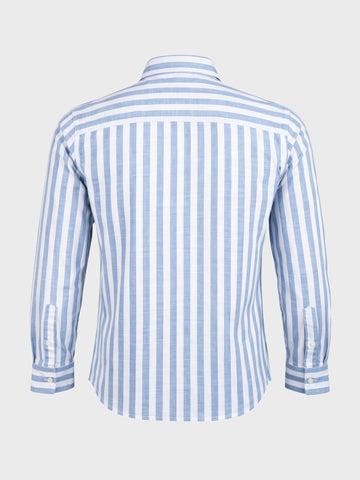 Men's Blue Slim Fit Striped Casual Shirt