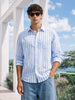 Men's Blue Slim Fit Striped Casual Shirt