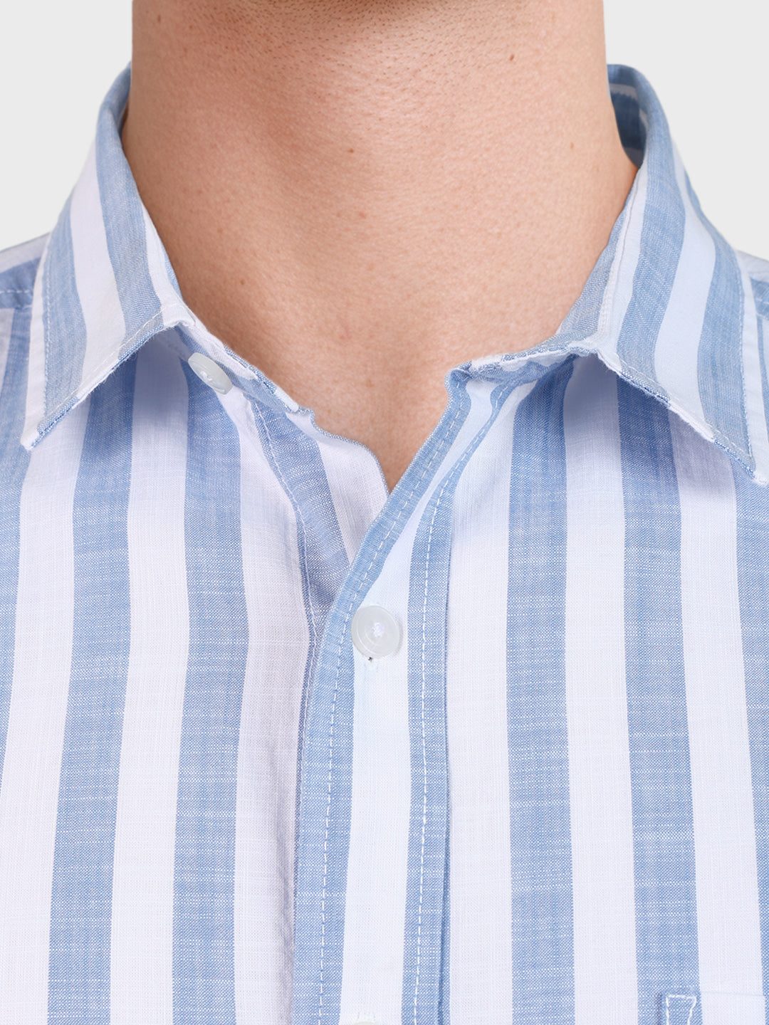 Men's Blue Slim Fit Striped Casual Shirt