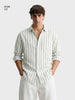 Men's Green Slim Fit Striped Casual Shirt