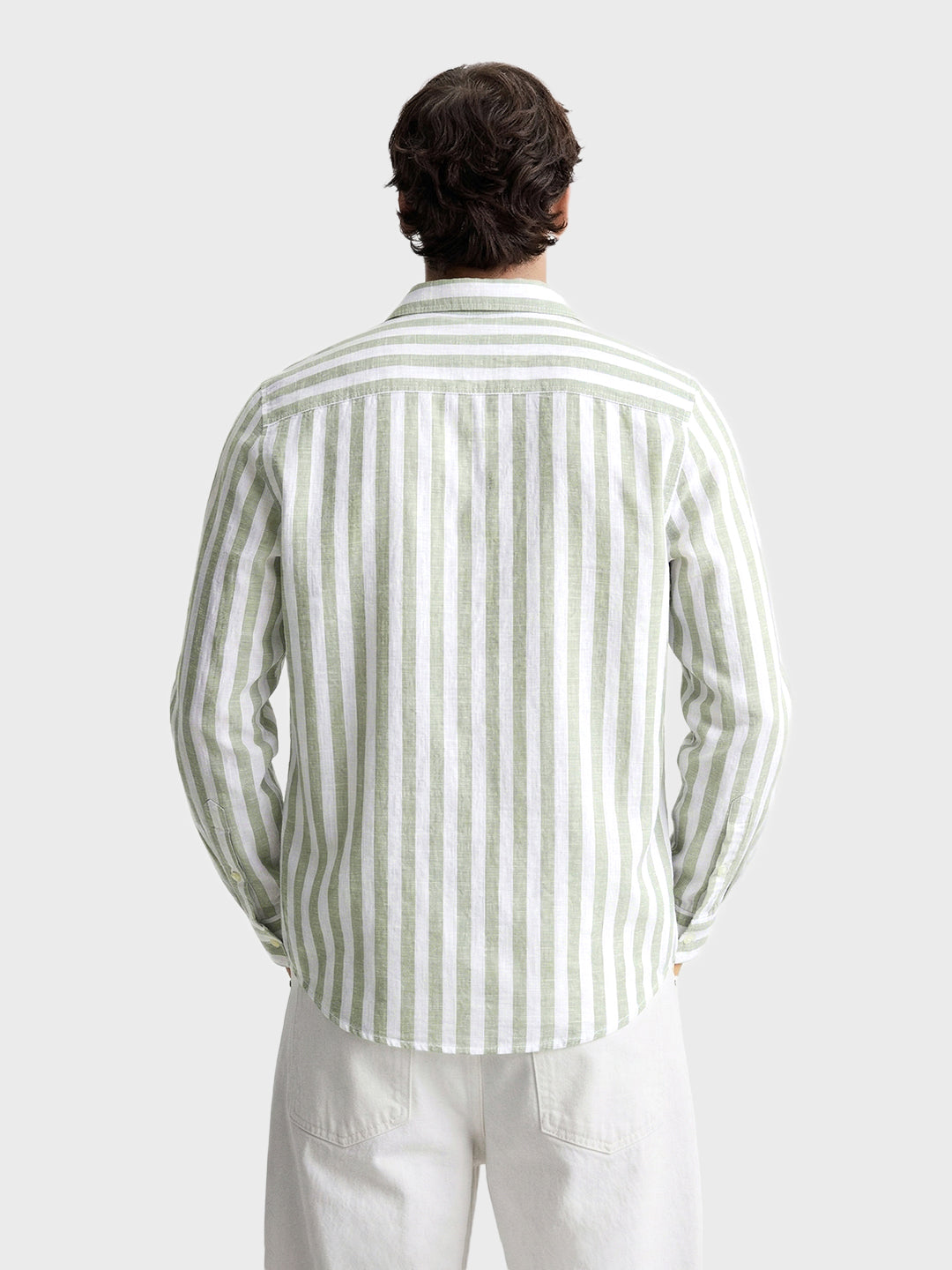 Men's Green Slim Fit Striped Casual Shirt