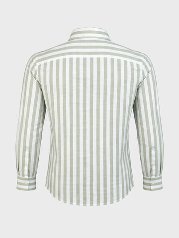 Men's Green Slim Fit Striped Casual Shirt