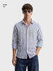 Men's Navy Blue Slim Fit Striped Casual Shirt