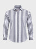 Men's Navy Blue Slim Fit Striped Casual Shirt