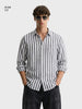 Men's Grey Slim Fit Striped Casual Shirt