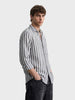Men's Grey Slim Fit Striped Casual Shirt